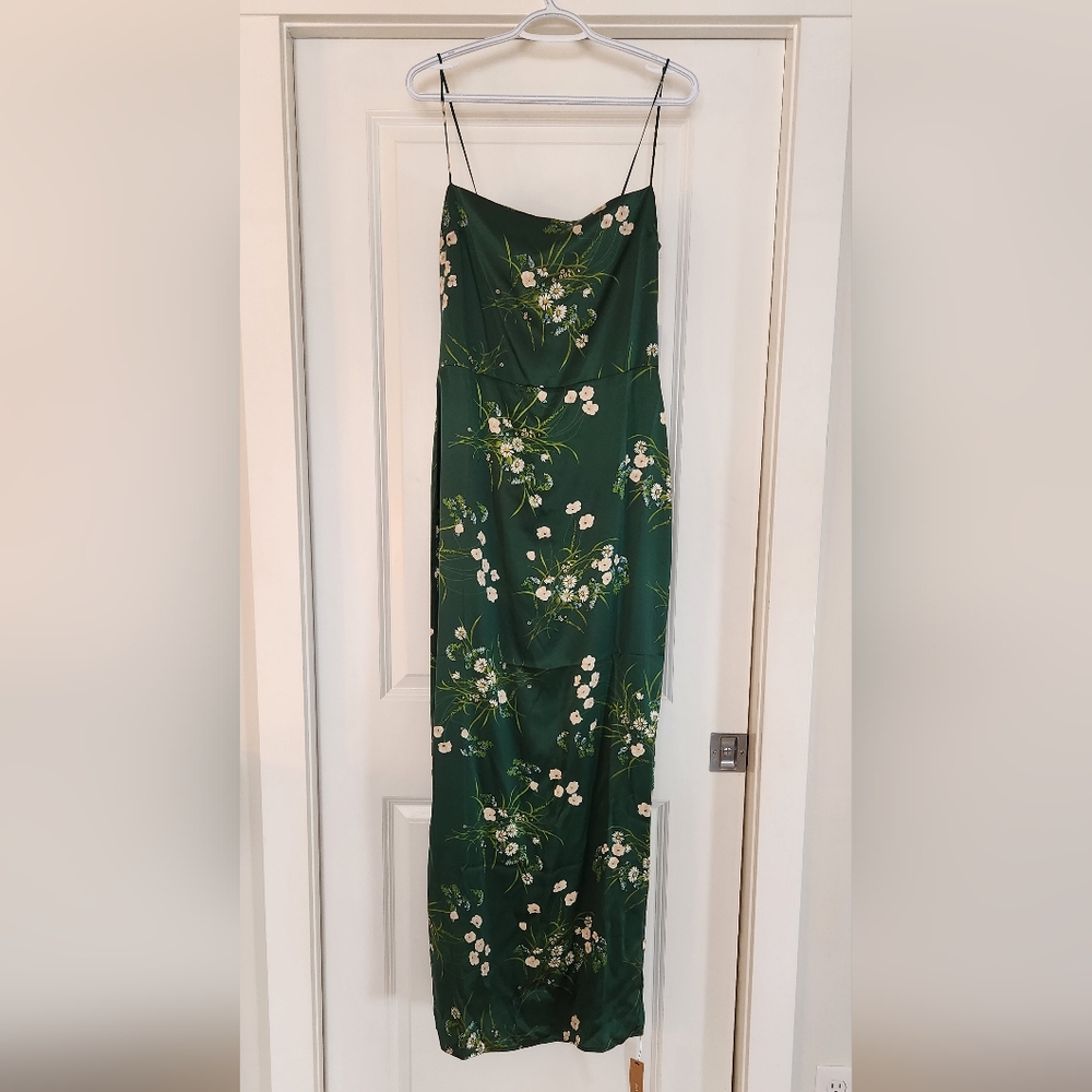 Reformation Frankie silk slip dress-dark green (size 8 NWT [SOLD], size 4 NWOT) - Picture 14 of 16